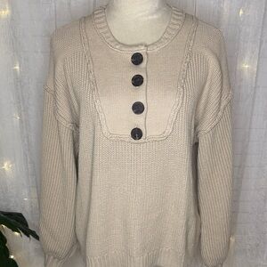 Elegant Beige Button-Detail Sweater